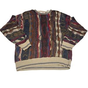 Vintage 90s Florence Tricot Sweater Size L Men’s Multicolored Coogi Style